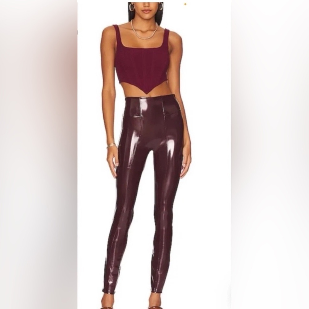 Spanx‎ Glossy Black burgundy Leggings